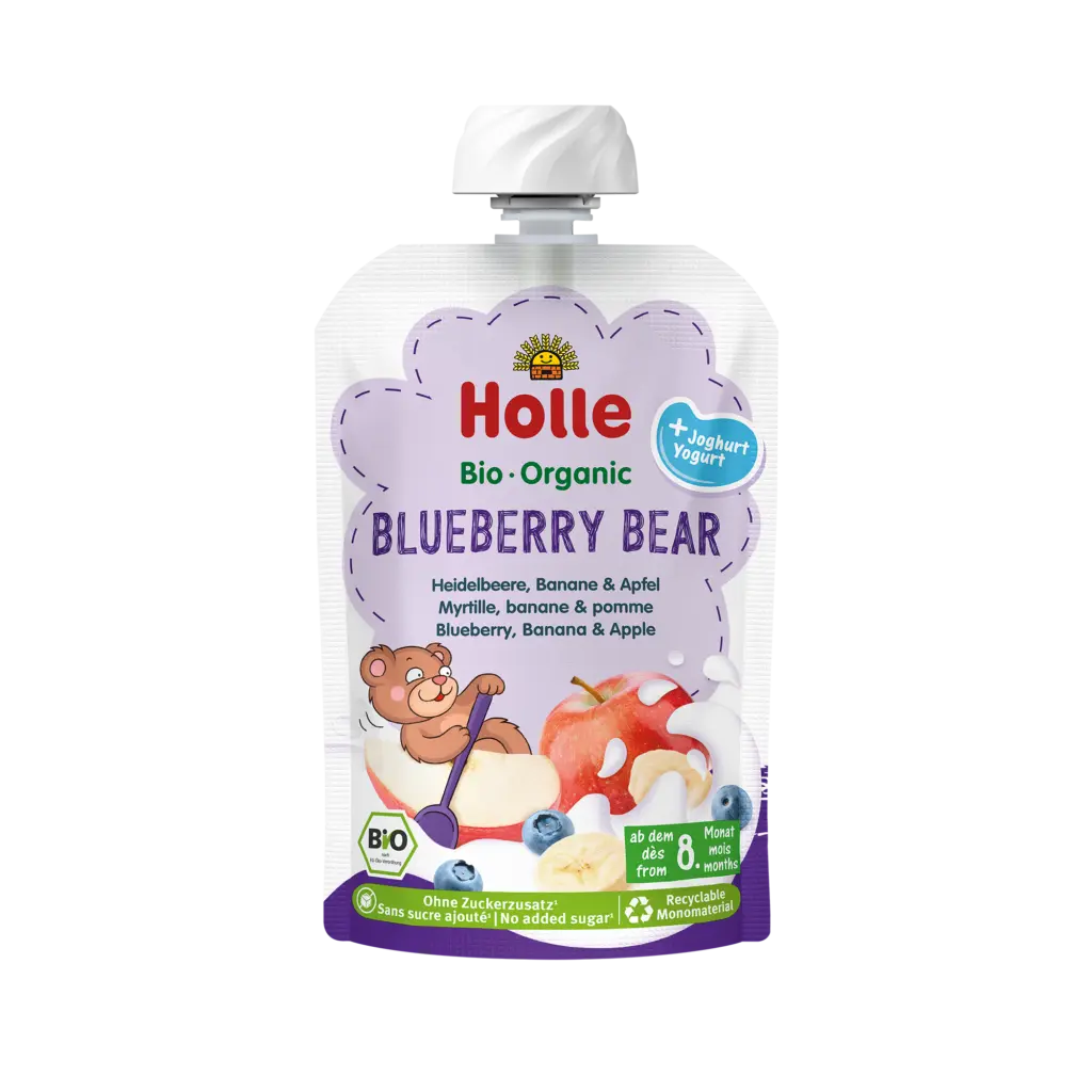 Holle Blueberry Bear - Pouch Blueberries, apple & banana with yogurt 100 g