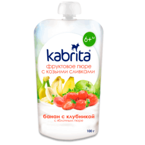 Kabrita Banana, Strawberry and Apple puree with sweet goat milk cream Pouch 100 g
