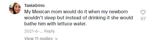 review of mom bathing baby in lettuce to stop baby crying and calming to sleep