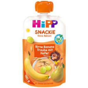 HiPP Organic Snackie Pear Banana Grape with Oats Puree 120 g