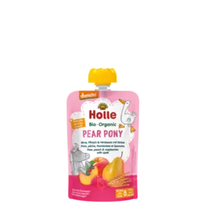 Holle Pear Pony - Pouch pear, peach & raspberries with spelt 100 g_image1