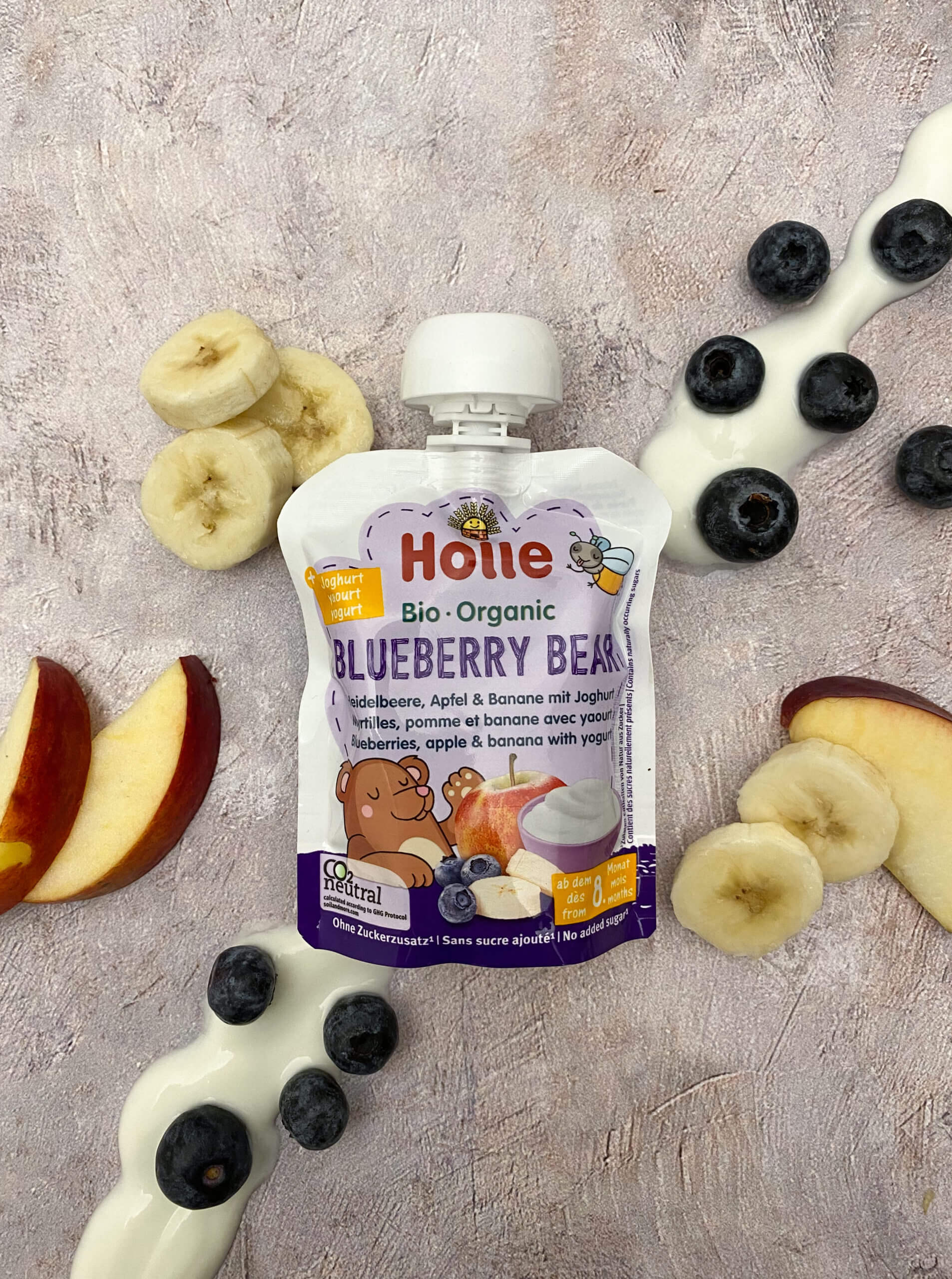 Holle Blueberry Bear – Blueberries, apple & banana with yogurt Pouch_image2
